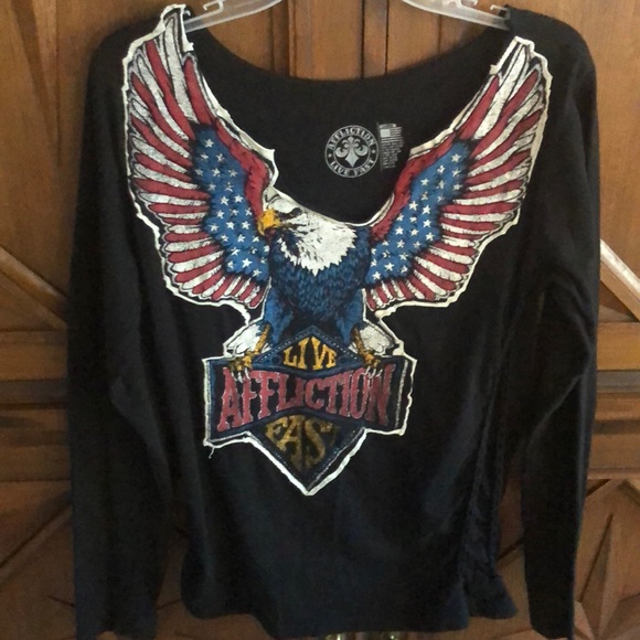 Affliction Tops - Affliction L/S distressed Shirt Medium